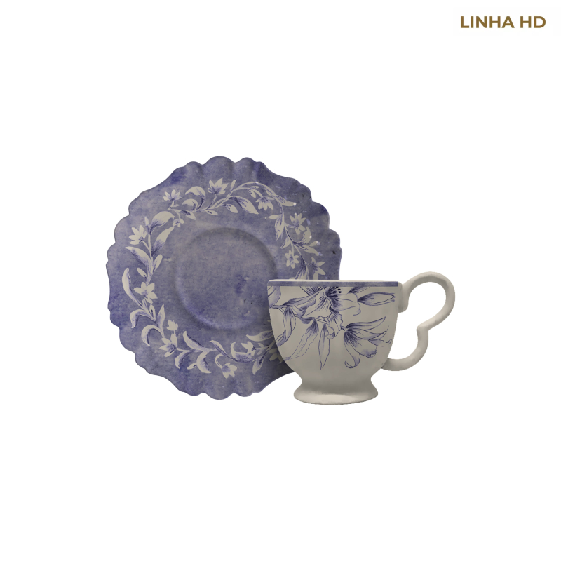 XICARA CHA SOFT BLOOM AZUL C/ PIRES - Linha Soft Bloom - HD - 