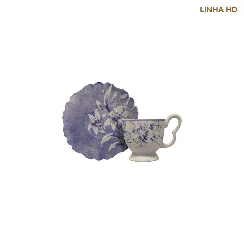 XICARA CAFE SOFT BLOOM AZUL C/ PIRES - Linha Soft Bloom - HD - 