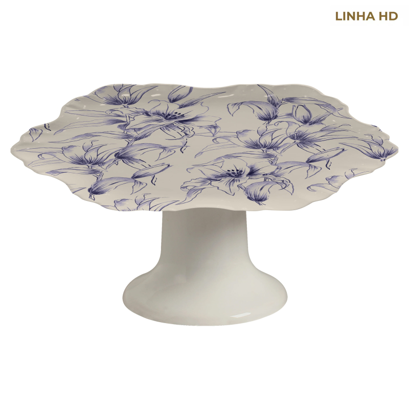 PORTA TORTA SOFT BLOOM FLOR AZUL - Linha Soft Bloom - HD - 