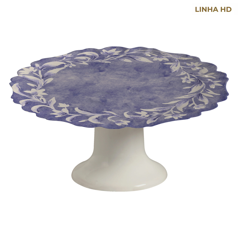 PORTA TORTA SOFT BLOOM FUNDO AZUL - Linha Soft Bloom - HD - 