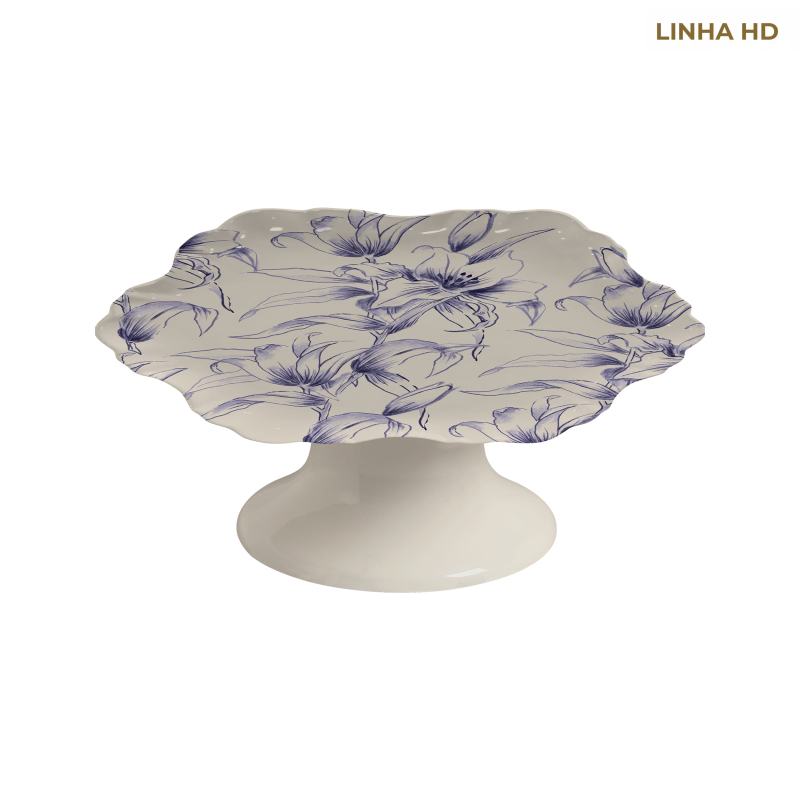 PRATO BOLO SOFT BLOOM FLOR AZUL - Linha Soft Bloom - HD - 