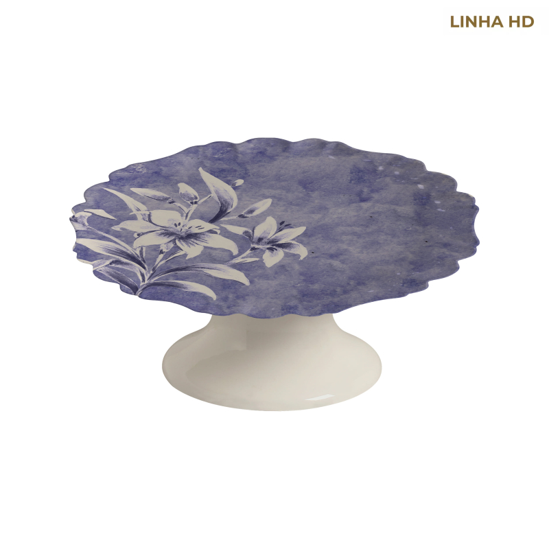 PRATO BOLO SOFT BLOOM FUNDO AZUL - Linha Soft Bloom - HD - 