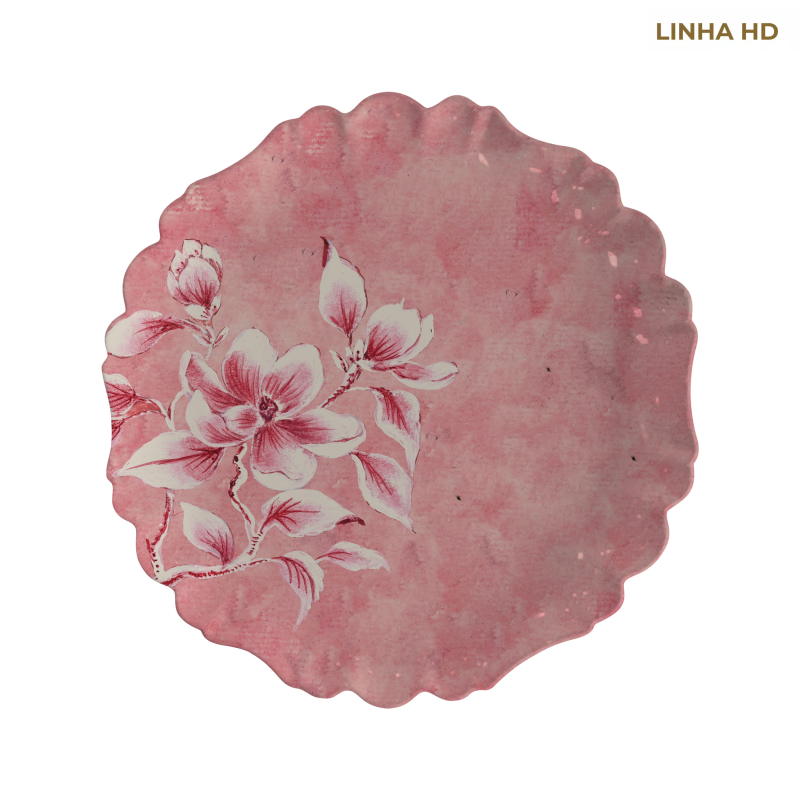 PRATO RASO SOFT BLOOM FUNDO ROSA - Linha Soft Bloom - HD - 