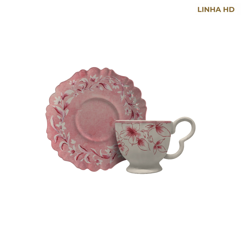 XICARA CHA SOFT BLOOM ROSA C/ PIRES - Linha Soft Bloom - HD - 