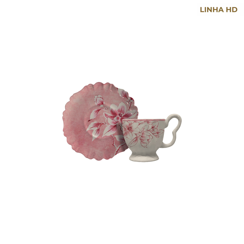 XICARA CAFE SOFT BLOOM ROSA C/ PIRES - Linha Soft Bloom - HD - 