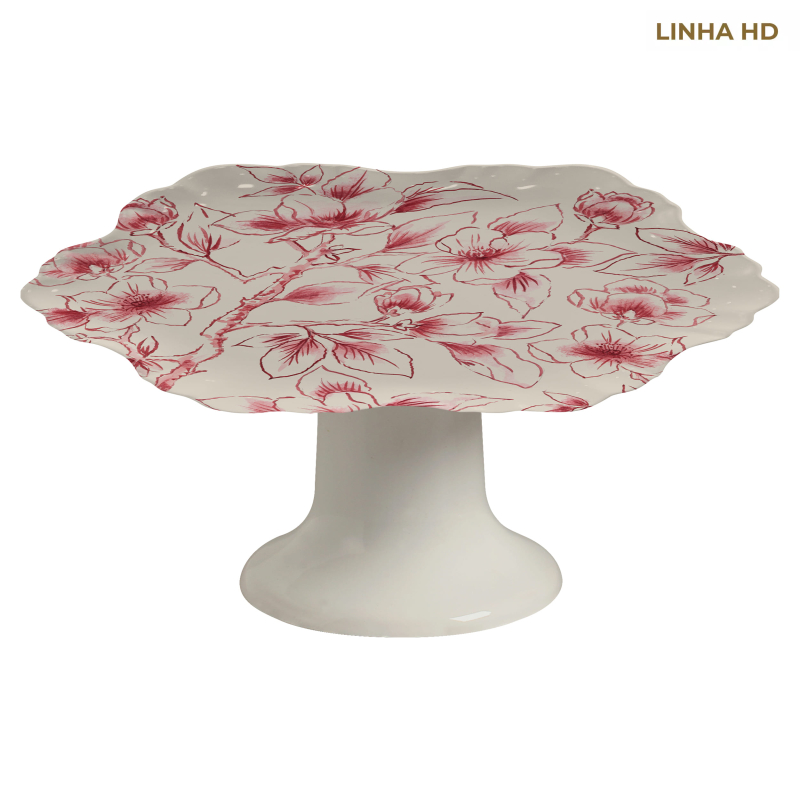 PORTA TORTA SOFT BLOOM FLOR ROSA - Linha Soft Bloom - HD - 