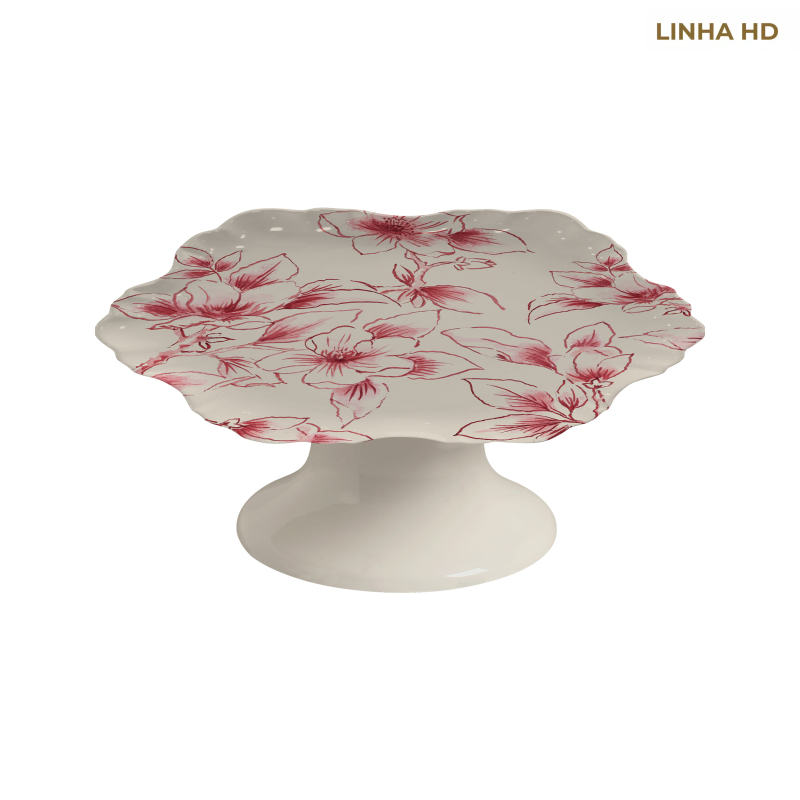 PRATO BOLO SOFT BLOOM FLOR ROSA - Linha Soft Bloom - HD - 