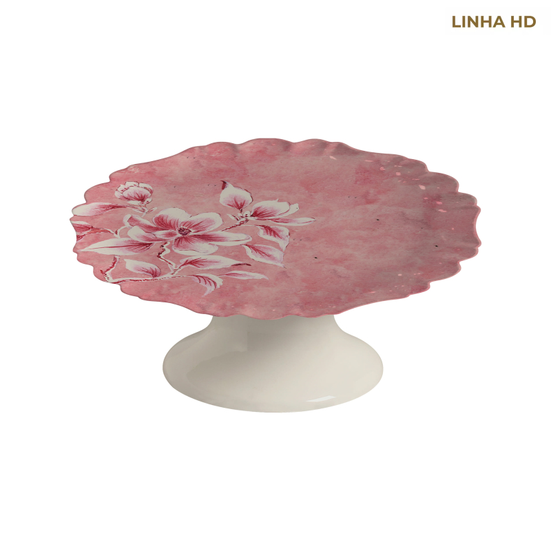 PRATO BOLO SOFT BLOOM FUNDO ROSA - Linha Soft Bloom - HD - 