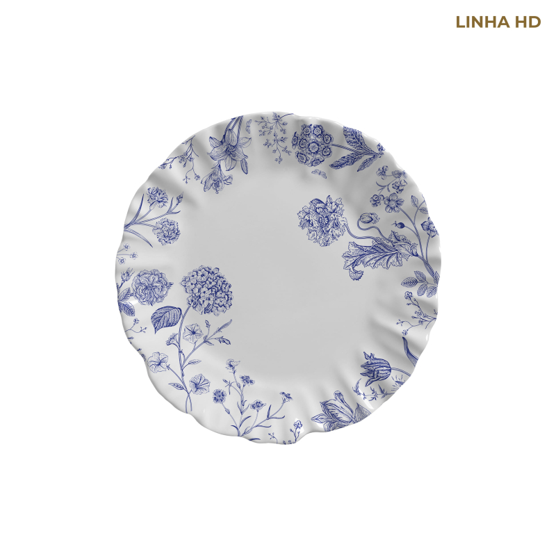 PRATO SOBREMESA FLOWERS BLUE - Linha Rabbit's Flowers Blue - HD - 