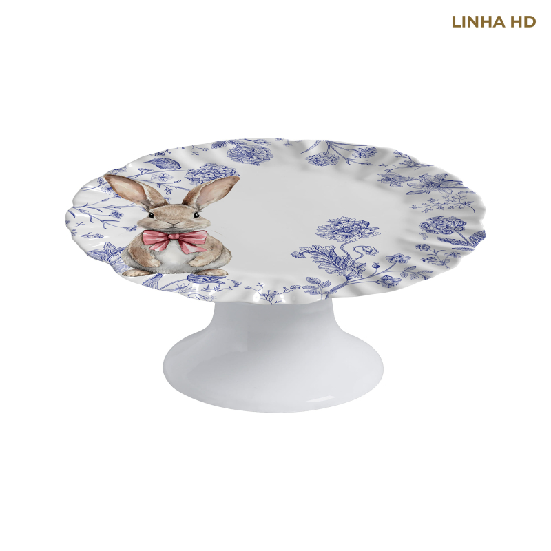 PRATO BOLO RABBIT'S FLOWERS BLUE C/ PE - Linha Rabbit's Flowers Blue - HD - 