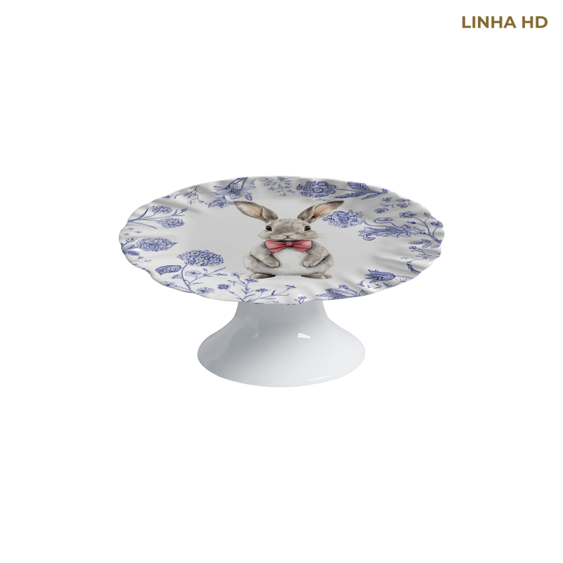 PORTA PETIT FOUR RABBIT'S FLOWERS BLUE C/ PE - Linha Rabbit's Flowers Blue - HD - 