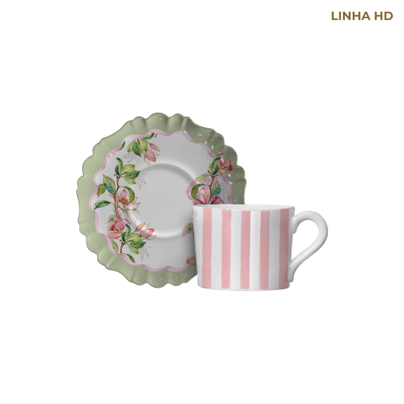 XICARA CHA FLORAL BUNNY C/ PIRES - Linha Floral Bunny - HD - 