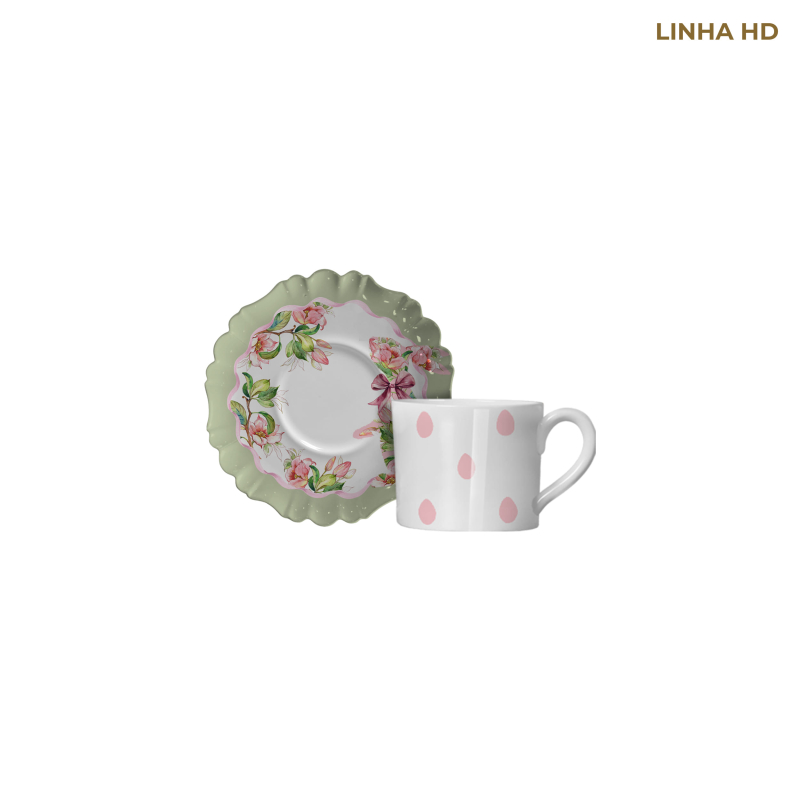 XICARA CAFE FLORAL BUNNY C/ PIRES - Linha Floral Bunny - HD - 