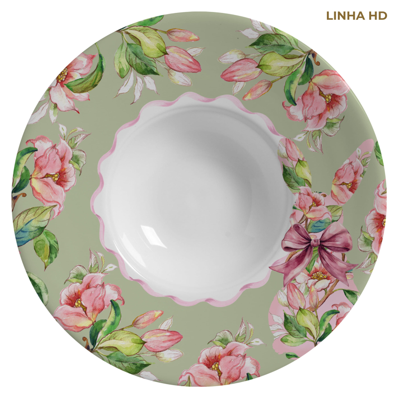 PRATO RISOTO FLORAL BUNNY S/ TAMPA - Linha Floral Bunny - HD - 
