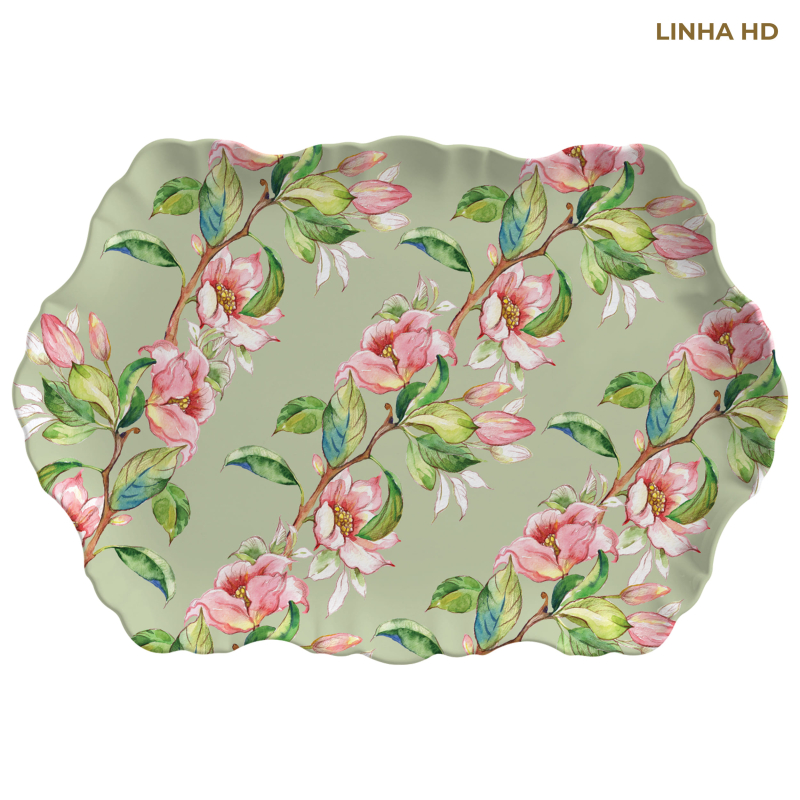TRAVESSA MEDIA FLORAL BUNNY TODA ESTAMPADA - Linha Floral Bunny - HD - 