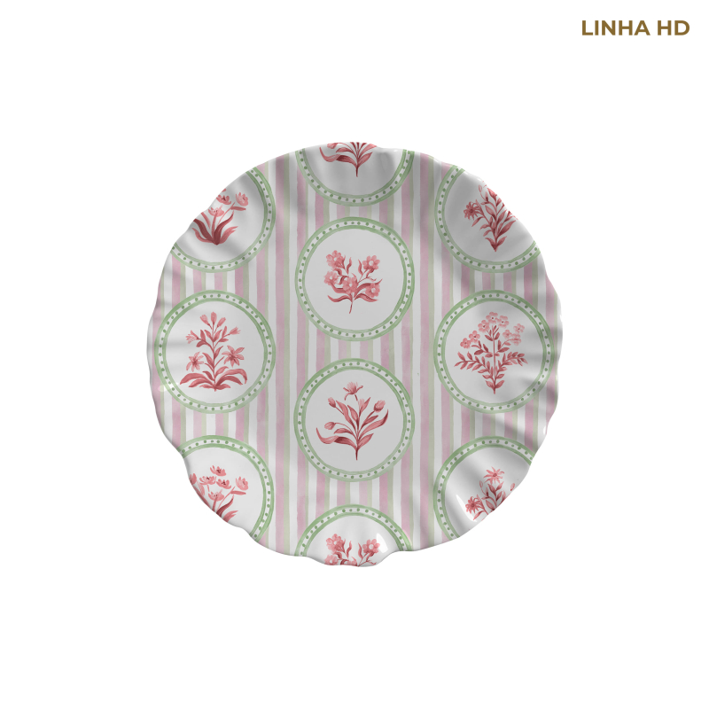 PRATO SOBREMESA LISTRA NINA FLOWERS - Linha Nina Flowers - HD - 