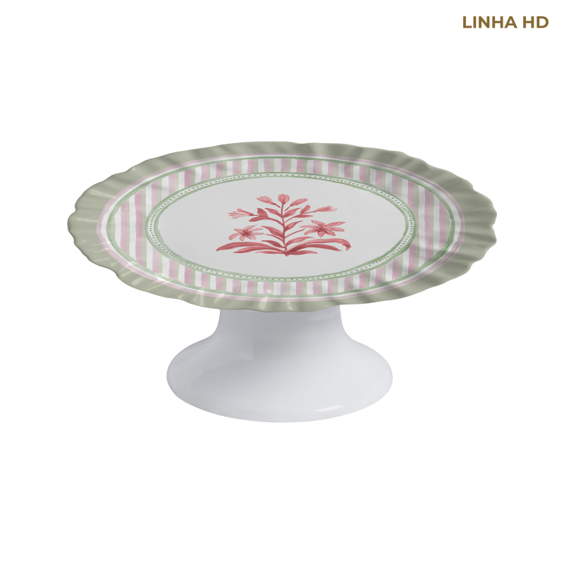 PRATO BOLO BORDA VERDE NINA FLOWERS C/ PE - Linha Nina Flowers - HD - 