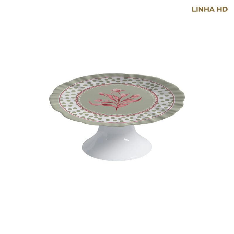 PORTA PETIT FOUR BORDA VERDE NINA FLOWERS C/ PE - Linha Nina Flowers - HD - 