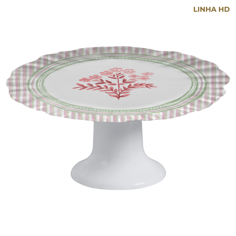 PORTA TORTA LISTRA NINA FLOWERS C/ PE - Linha Nina Flowers - HD - 