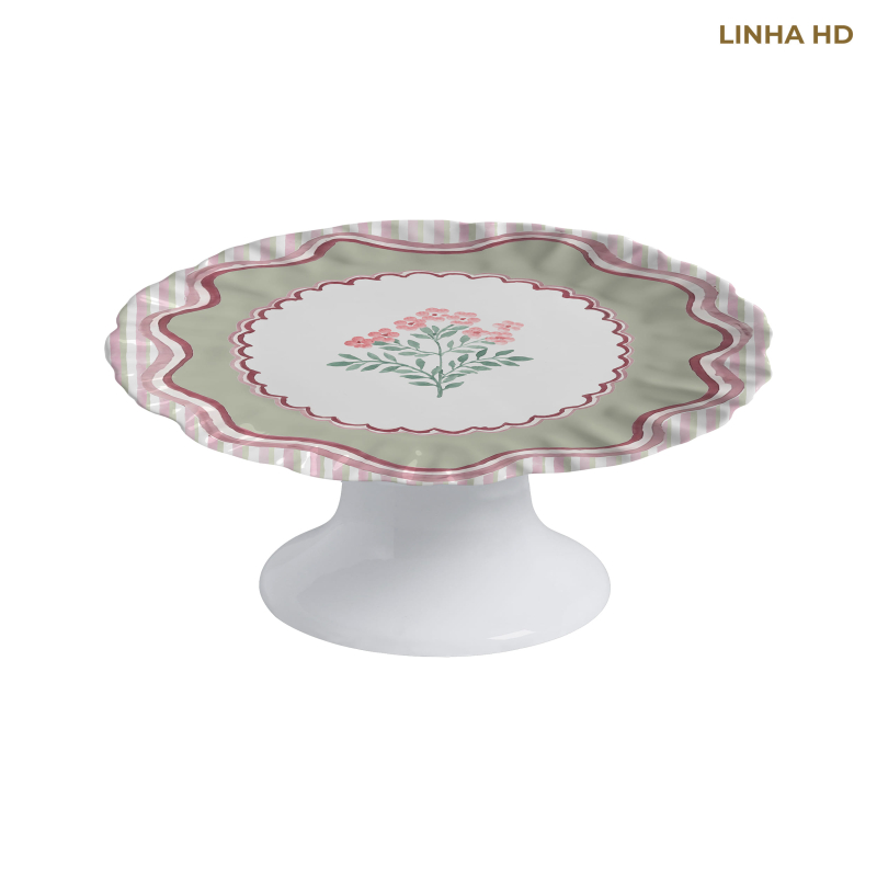 PRATO BOLO LISTRA NINA FLOWERS C/ PE - Linha Nina Flowers - HD - 