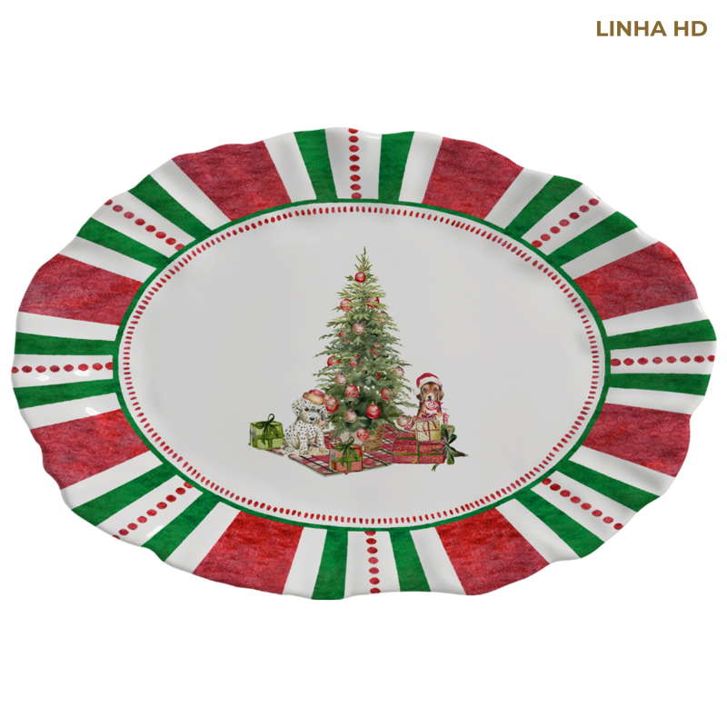 TRAVESSA MEDIA CHRISTMAS PUPPIES - Linha Christmas Puppies - HD - 