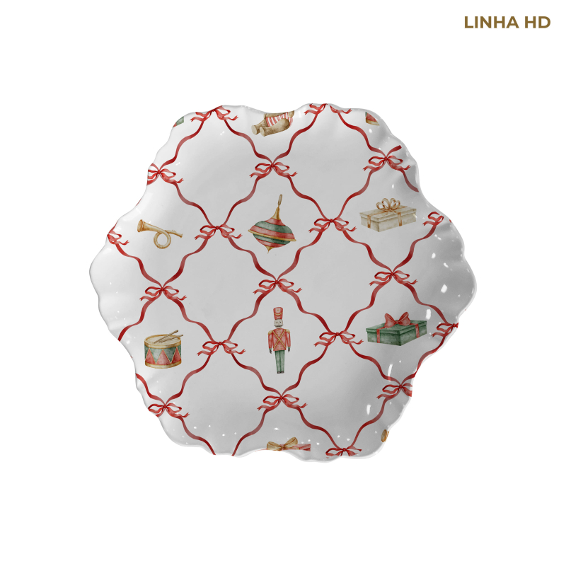 PRATO SOBREMESA PIN DE NOEL ESTAMPADO TR - Linha Pin de Noel - HD - 