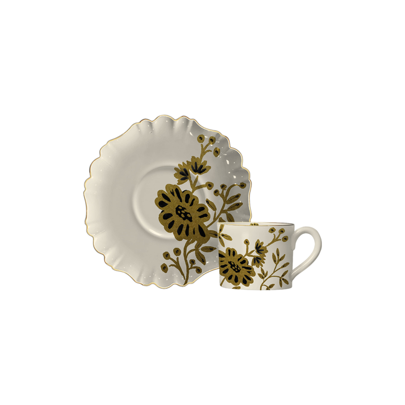XICARA CHA COCONUT GOLD WHITE C/ PIRES - Linha Coconut Gold - 