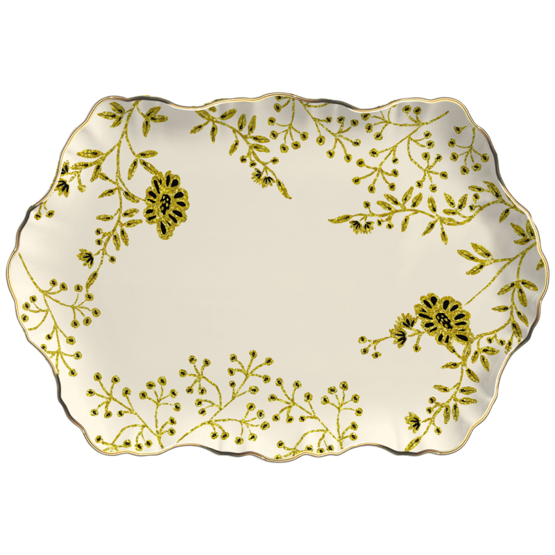 TRAVESSA MEDIA RETANGULAR COCONUT GOLD WHITE - Linha Coconut Gold - 