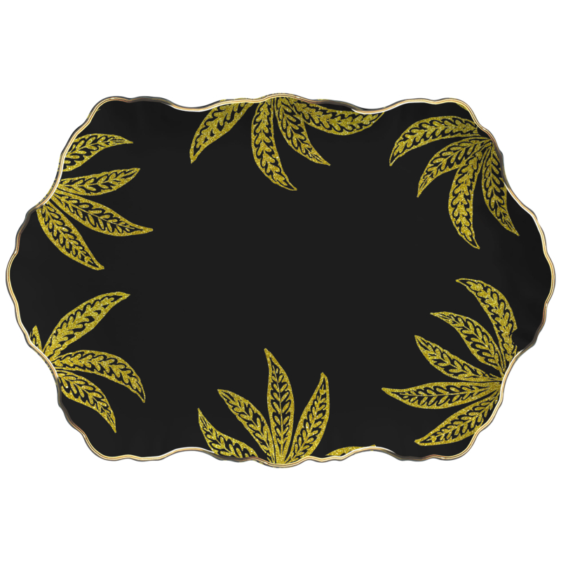 TRAVESSA MEDIA RETANGULAR COCONUT GOLD BLACK - Linha Coconut Gold - 