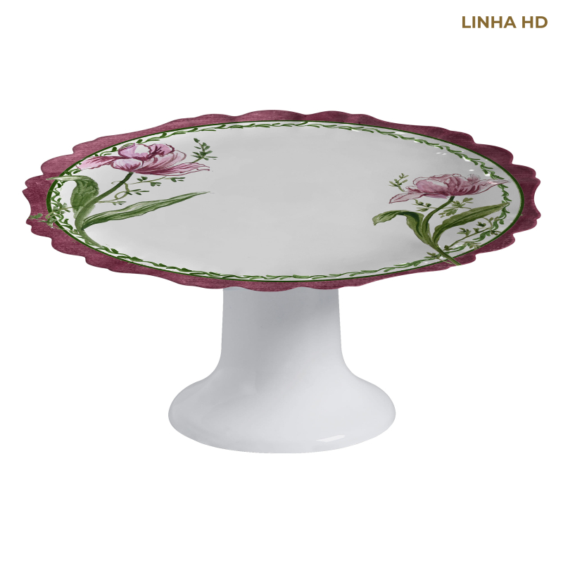 PORTA TORTA PINK TULIP C/ PE - Linha Pink Tulip - HD - 