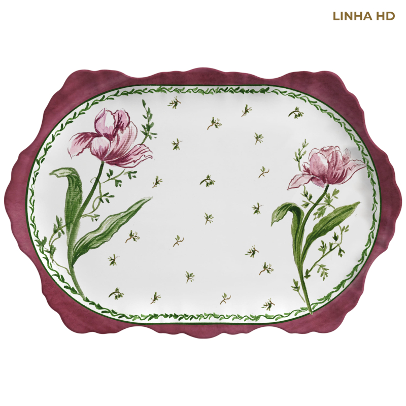 TRAVESSA MEDIA RETANGULAR PINK TULIP - Linha Pink Tulip - HD - 