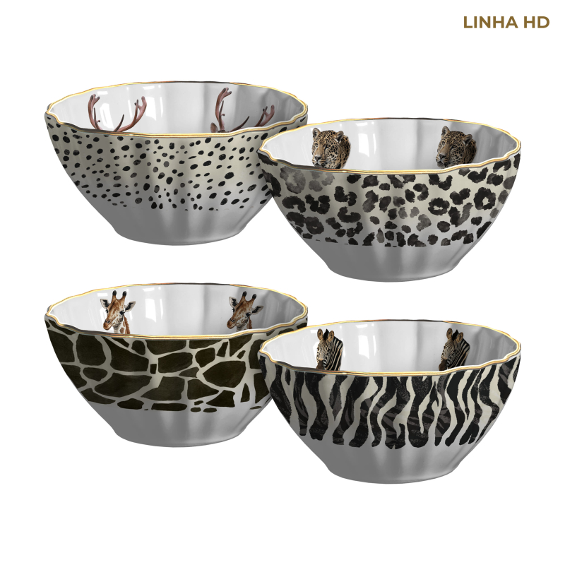 CONJ. 4 BOWL CEREAL JUNGLE COLORS - Linha Jungle Colors - HD - 