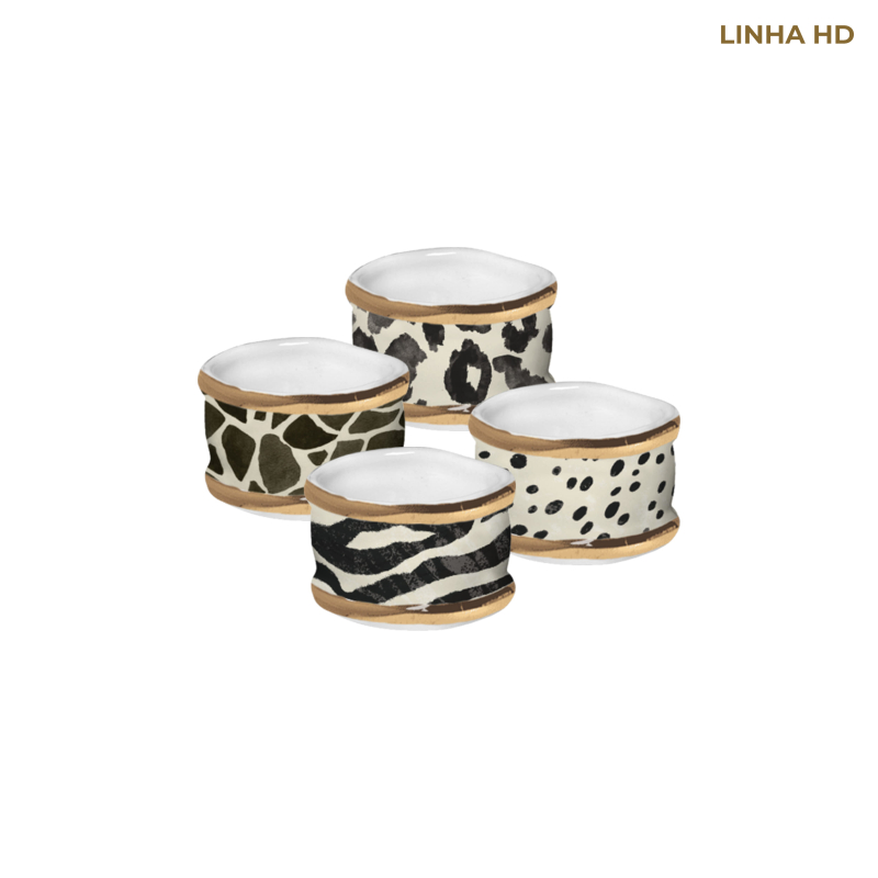 CONJ. 4 PORTA GUARDANAPO JUNGLE COLORS - Linha Jungle Colors - HD - 