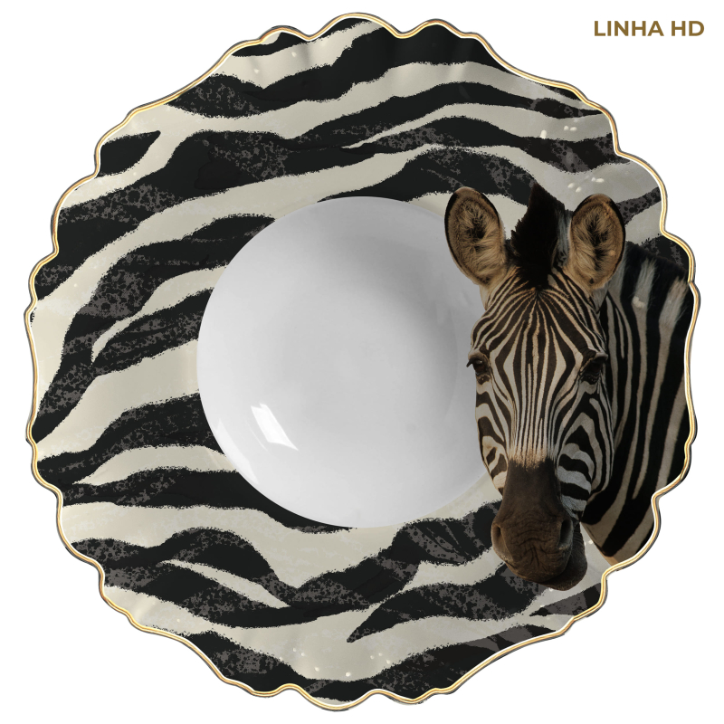 PRATO RISOTO JUNGLE COLORS ZEBRA S/ TAMPA - Linha Jungle Colors - HD - 