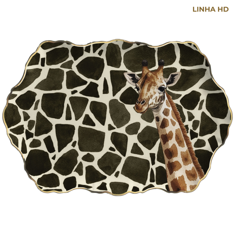 TRAVESSA MEDIA RETANGULAR JUNGLE COLORS GIRAFA - Linha Jungle Colors - HD - 