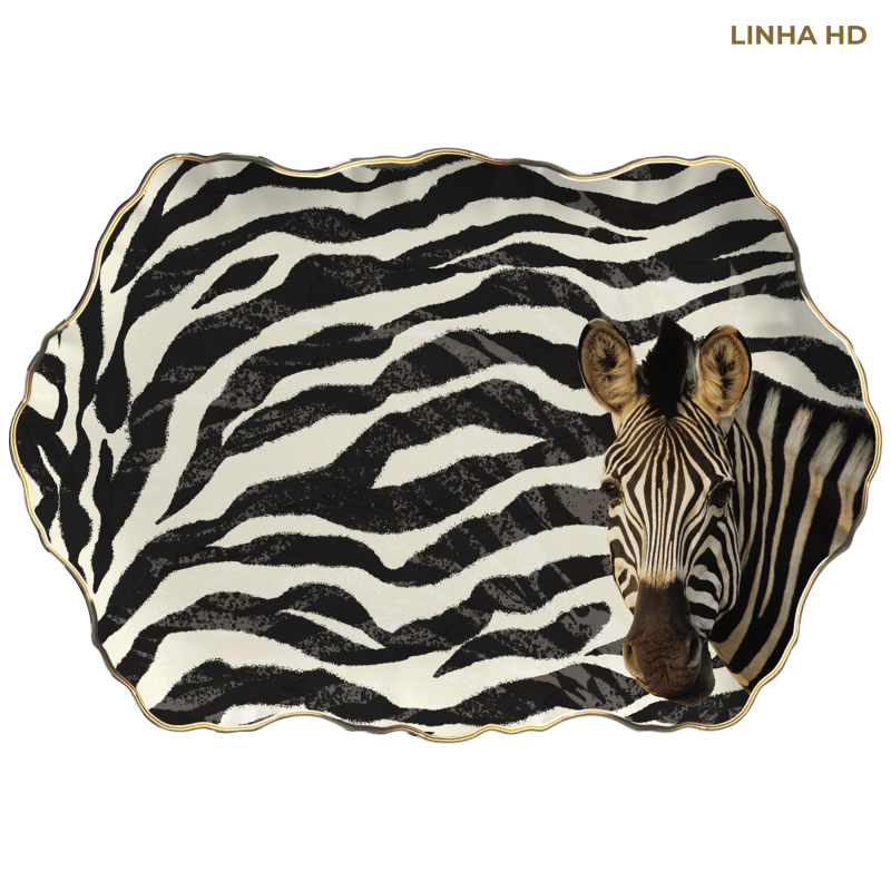 TRAVESSA MEDIA RETANGULAR JUNGLE COLORS ZEBRA - Linha Jungle Colors - HD - 