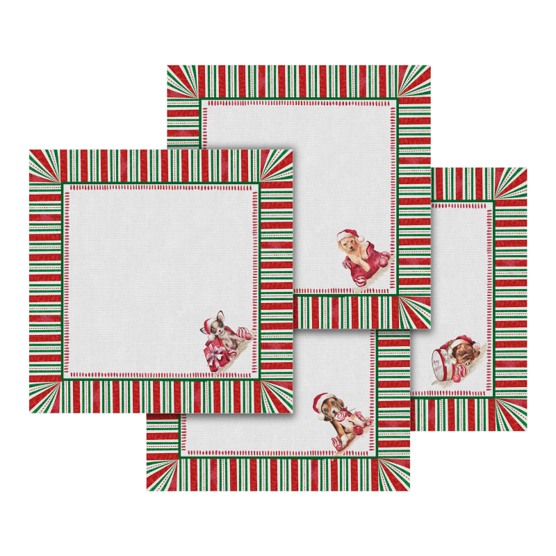 CONJ. 4 GUARDANAPO CHRISTMAS PUPPIES - Linha Christmas Puppies - HD - 