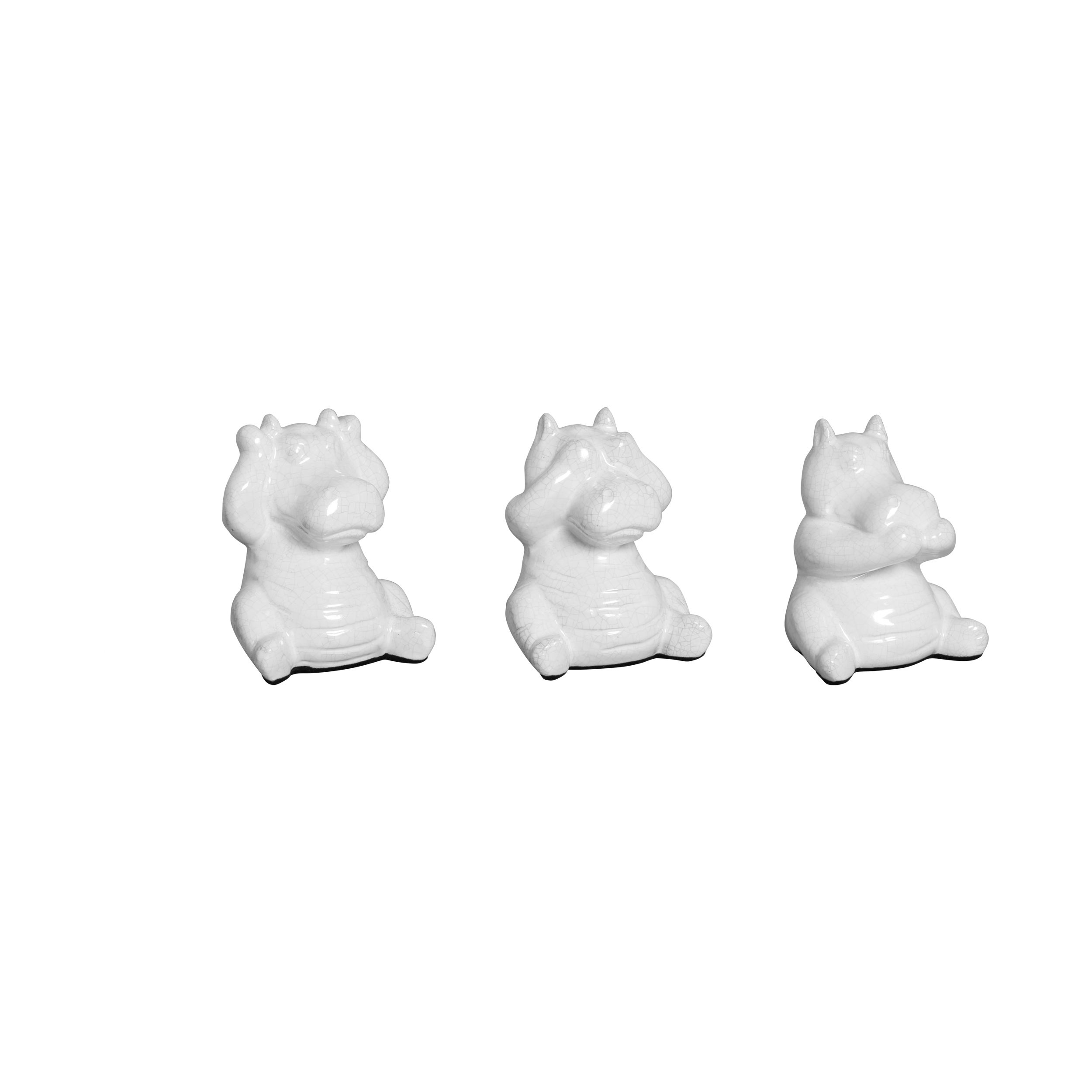 TRIO DE HIPOPOTAMO BRANCO -  Objetos para Decoração em cerâmica - 