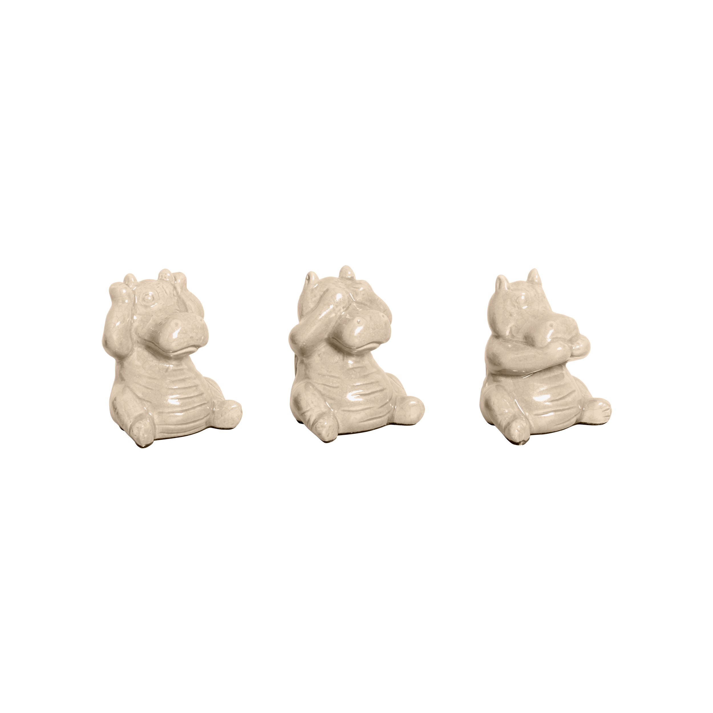 TRIO DE HIPOPOTAMO BEGE -  Objetos para Decoração em cerâmica - 