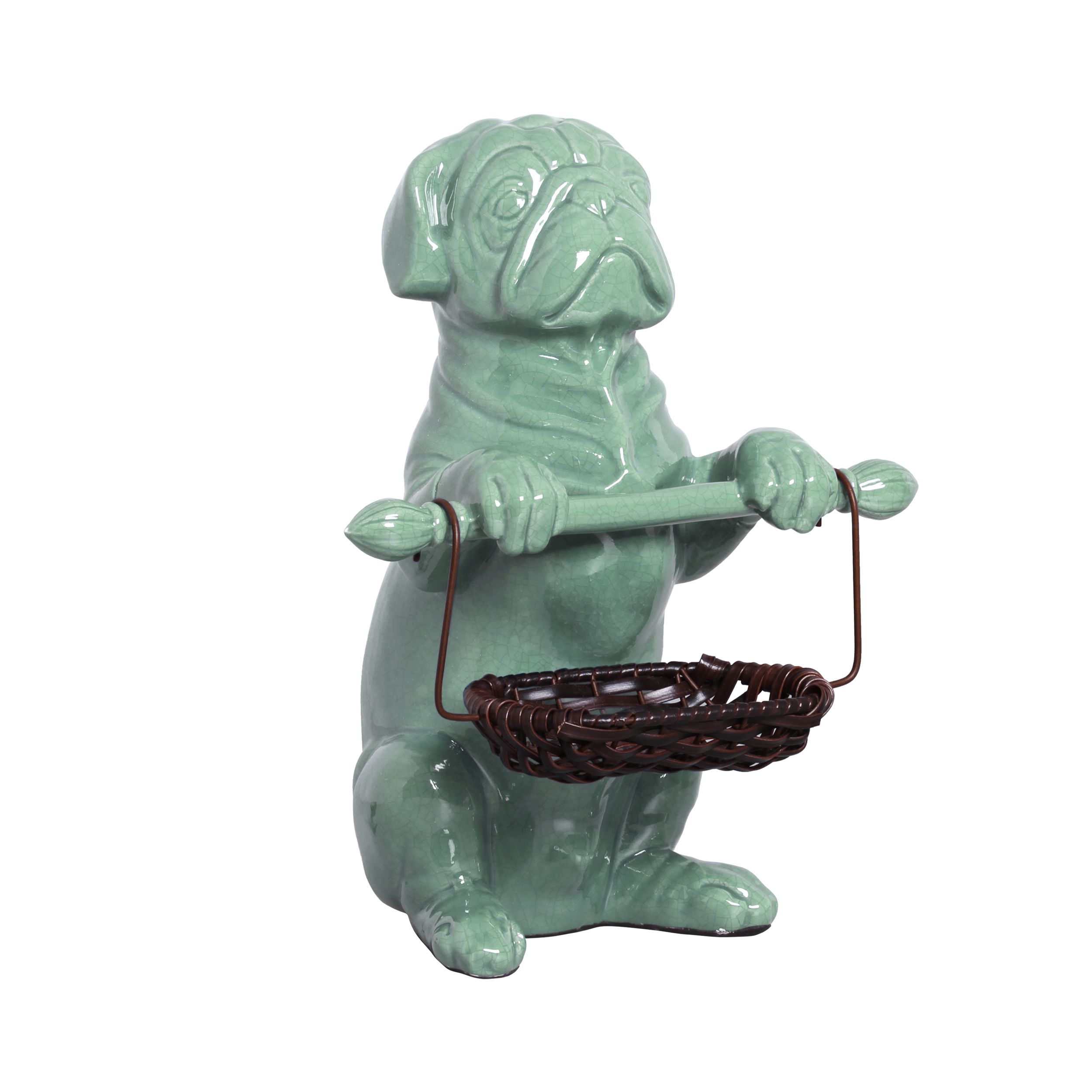 CACHORRO DE LAVABO VERDE FOLHA -  Objetos para Decoração em cerâmica - 