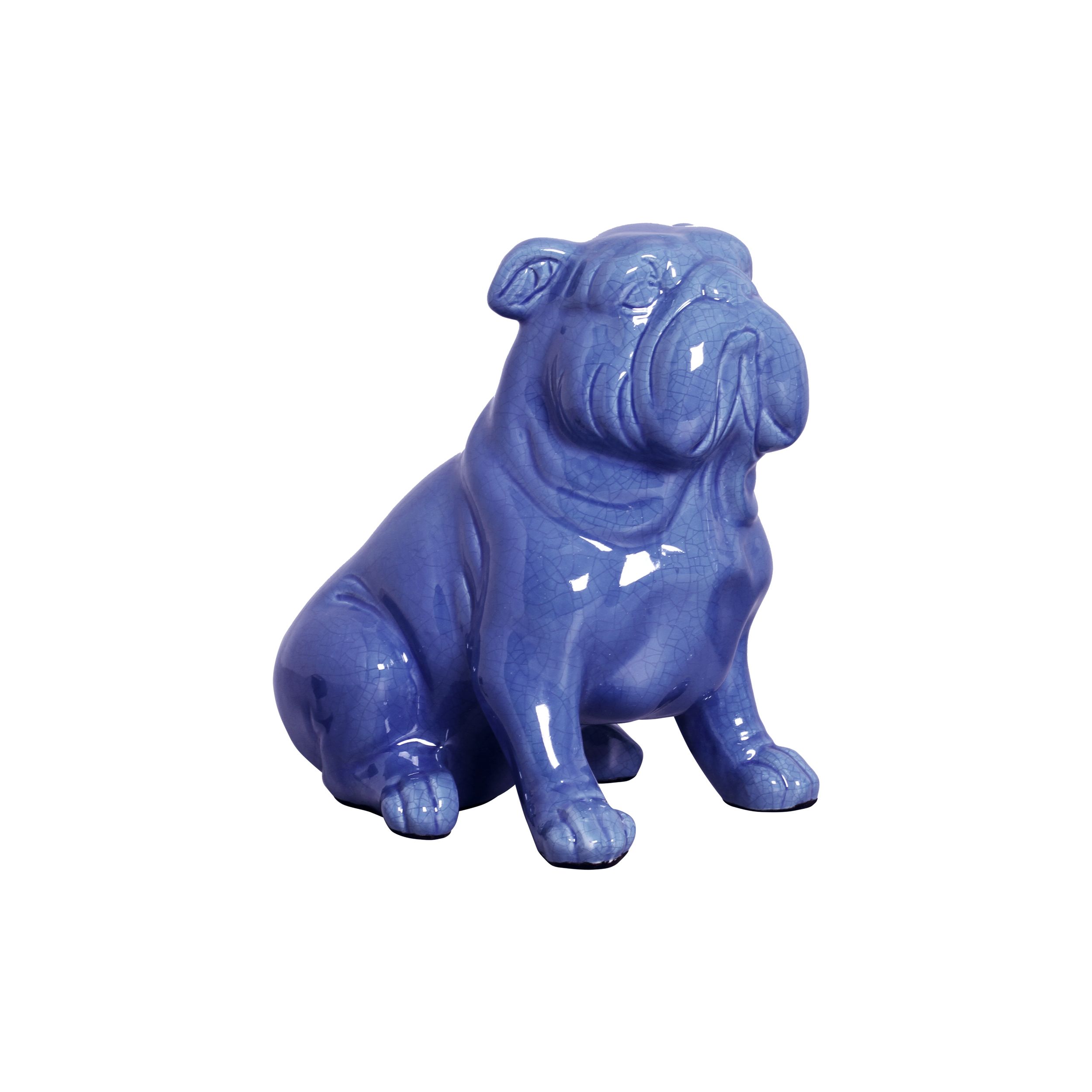CACHORRO SENTADO GDE AZUL NOVO -  Objetos para Decoração em cerâmica - 