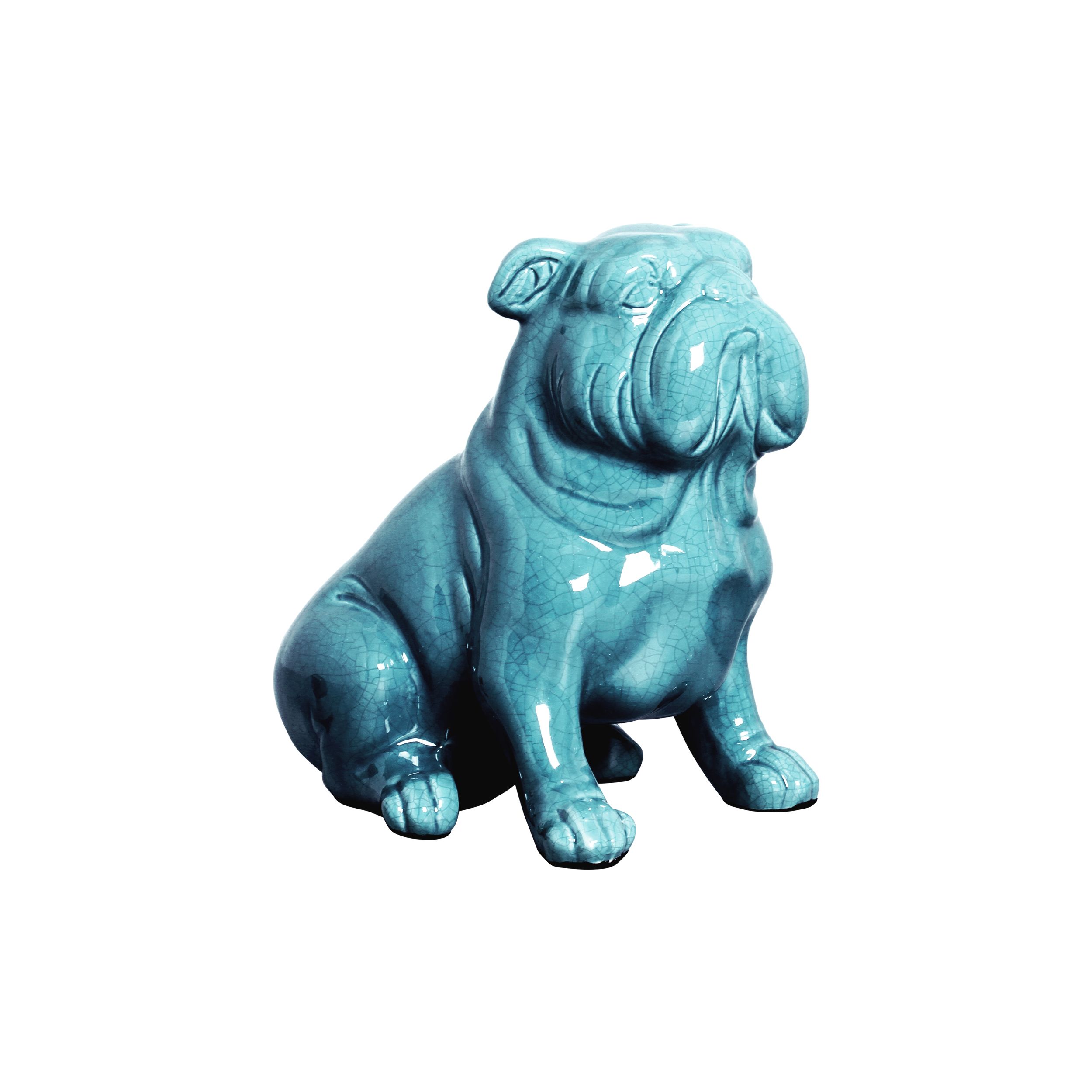CACHORRO SENTADO GDE AZUL JEANS -  Objetos para Decoração em cerâmica - 