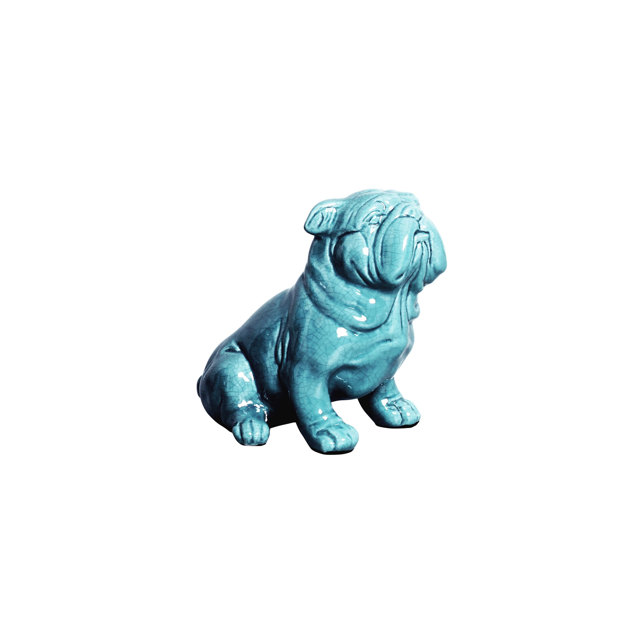 CACHORRO SENTADO PEQ AZUL JEANS -  Objetos para Decoração em cerâmica - 
