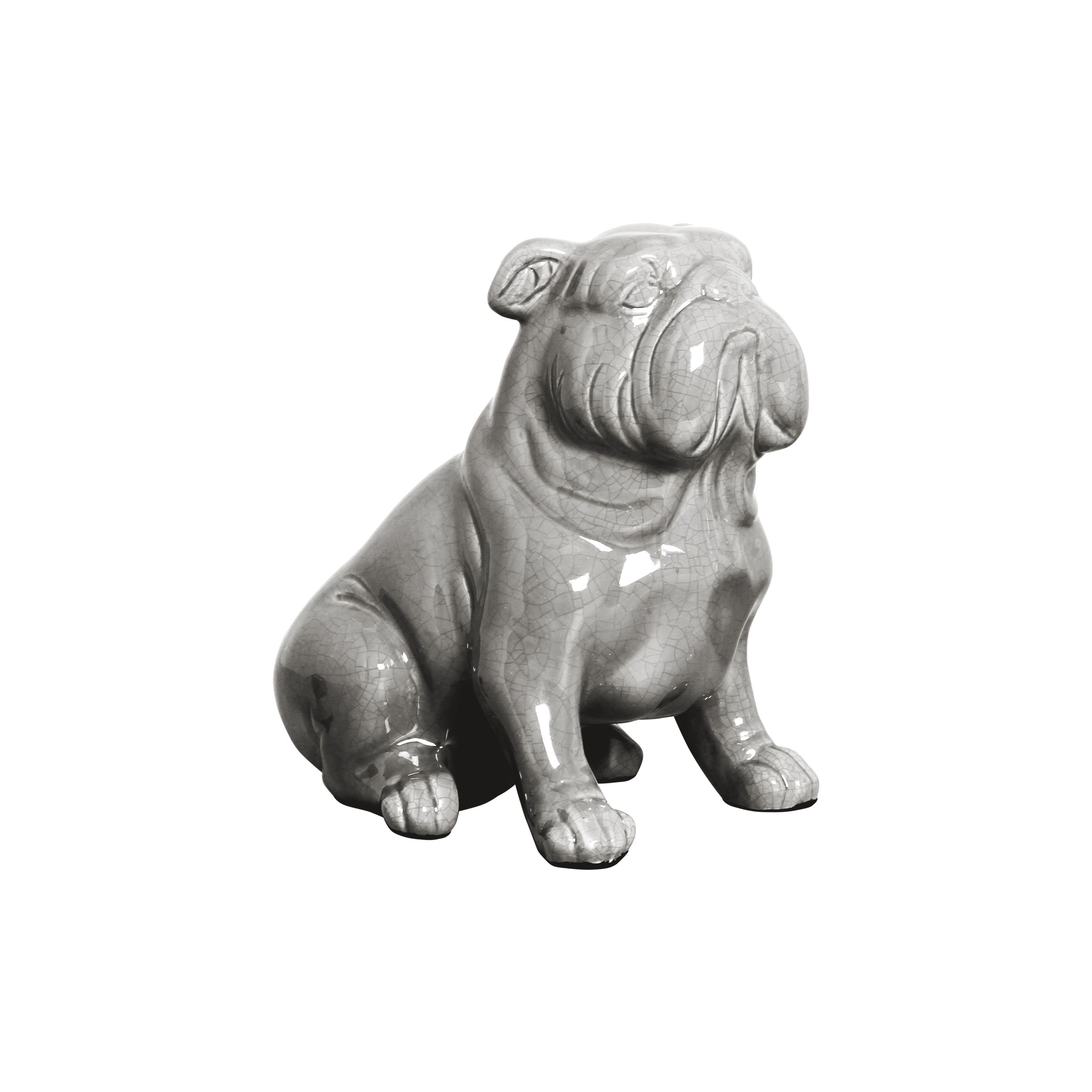 CACHORRO SENTADO GDE CINZA -  Objetos para Decoração em cerâmica - 